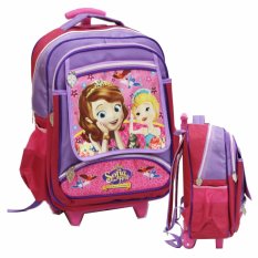 Onlan Tas Trolley Anak Sekolah SD Bahan Saten Karakter Sofia The First - Purple