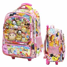 Onlan Tas Trolley Anak Sekolah SD Tsum Tsum 6D Timbul Ukuran 4 Kantung Besar Import - Pink