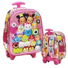 Onlan Tas LAMPU+Music Trolley Anak TK Import Karakter Kartun Anak Perempuan - Pink
