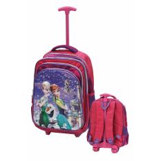 Onlan Tas Trolley SD Frozen Fever 5D Timbul Hologram ada 4 Kantung Besar Import - Pink