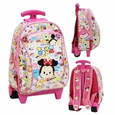 Onlan Tas Trolley Anak Sekolah Paut Karakter Anak Perempuan - Pink