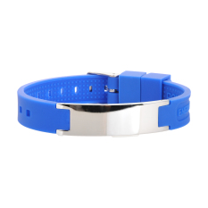 Original negative ion (blue colored) silicone band with silver tag energy power bracelet