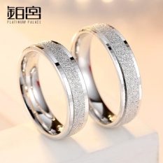 Platinum Palace 925 Silver Cincin Pasangan untuk Pria dan Wanita Satu Pasangan Kreatif Matte Pelebaran Berani Di Ring Gratis Huruf Mulut Tertutup (Wanita 16 (ketebalan Jari 57)) -Intl