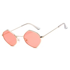 Poligon Kepribadian Kecil Kotak Sunglasses Ocean Film Kacamata Fashion Berjemur Kacamata-emas Bingkai Film Merah-Intl