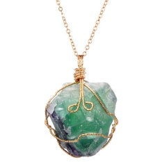 Rainbow Stone Natural Crystal Chakra Rock Necklace Quartz Pendant - intl