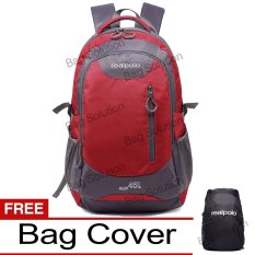 Real Polo Tas Ransel Kasual Jumbo 6333 Backpack XL Bonus Bag Cover - Merah