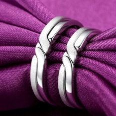 S925 Silver Tidak Pernah Terpisah Cincin Pasangan untuk Pria dan Wanita Korea Versi Ring Perhiasan Perak Satu Sepasang Siswa Ulang Tahun Lettering (model Wanita 16 (plating Platinum) -Intl