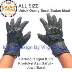 Sarung Tangan Kulit Panjang Full Asli Garut Bahan Lembut + Batok Protektor - Hitam