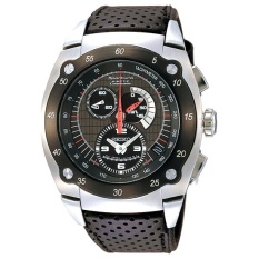 Seiko Sportura Kinetic Chronograph Jam Tangan Pria - Hitam - Strap Kulit - SNL043P2