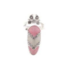 Silver Gold Ikatan Simpul Manis Crown Rhinestone Pearl Nail Ring Style 2-Intl