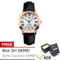 SKMEI Circlet Hitam - Jam Tangan Wanita - Tali Kulit - 1083 Fashion Black + Free BOX ORI SKMEI