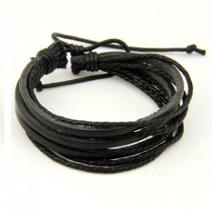 Sohoku Gelang Tali Kulit Polos (Hitam)