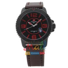 Swiss Army HCC-2030G Tali Kulit Coklat Tua – Stainless Hitam – Tanggal – Dial Hitam