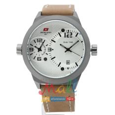 Swiss Army HCC-3068G Tali Kulit Coklat – Fitur Dua Waktu – Dial Putih
