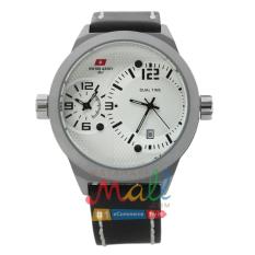 Swiss Army HCC-3068G Tali Kulit Hitam – Fitur Dua Waktu – Dial Putih