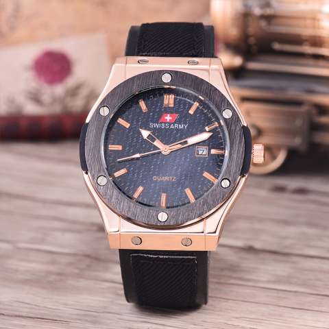 Swiss Army - Jam Tangan Pria - Body Rosegold/Black - Black Dial - Black