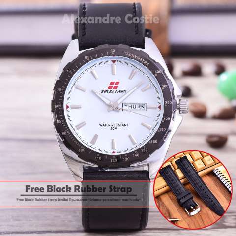 Harga Swiss Army Jam Tangan Pria Body Silver White Dial Black Leather Strap Sa 5579 Sw Harga Rp 69.000