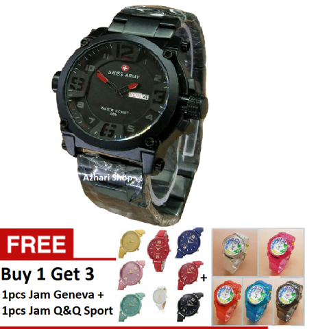Swiss Army Jam Tangan Pria Stainless Steel SA 1661 BR Free Jam .