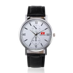 Swiss Army Original - High Quality - Jam Tangan Pria dan Wanita - Strap Kulit - Hitam Putih