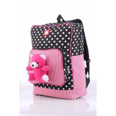 Tas Ransel Anak Sekolah SD Perempuan Backpack Girl Pink Bear Polkadot