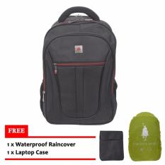 Tas Ransel Laptop Polo Classic - Hitam combinasi merah terbaru