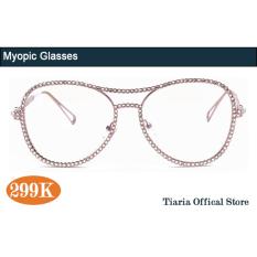 Tiaria TJ7007-C3 custom degree 1.56RI aspherical anti-radiation resin lens pink diamond frame myopic miopia glasses