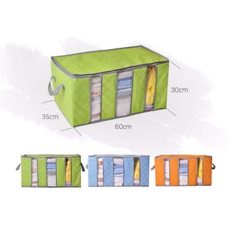 TOKO49 Tempat Baju Fiber Storage Box Bamboo Charcoal Anti Bacterial - ABU 3