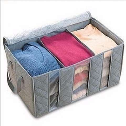TOKO49 Tempat Baju Fiber Storage Box Bamboo Charcoal Anti Bacterial - ABU 1