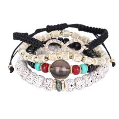 Jilbab Di Atas Wol Multilayer Candy Color Beads Stretch Gelang (Hitam)-Intl