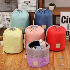 Travel Makeup Bag Cosmetic Pouch Handbag Toiletry Antique Cylindrical Case Chic Pink