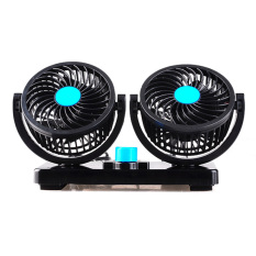 Dua kepala Mini AC pendingin ruangan kipas pendingin mobil 12 V 360 derajat berputar (hitam)