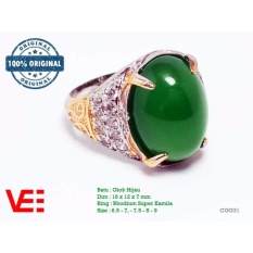 VeE Cincin Pria Batu Giok Hijau Natural - Batu Akik CGG31