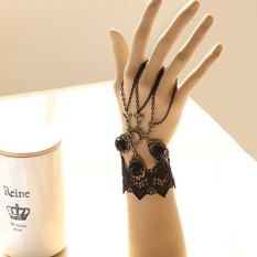 Veecome Manik Hitam Retro Renda Budak Gelang dengan Lingkaran Gaya Gothic Kostum Perhiasan #1-Internasional