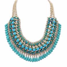 Vienna Linz Kalung Wanita Necklace Jewelry Fashion Etnik Pesta Europe National Bohemian Necklace Wind Water Droplets Pendant Neckle Glamour Mewah Modis Women Accessories Short for Party Kerja Hijab Aksesoris Perhiasan Charming Menawan - Biru