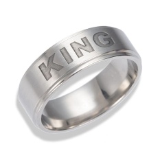 Vishinemall-1 PC King Queen Stainless Steel Couple Ring Silver Kemewahan Menawan Perhiasan Hadiah-Intl
