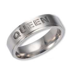 Vishinemall-1 PC King Queen Stainless Steel Couple Ring Silver Kemewahan Menawan Perhiasan Hadiah-Intl