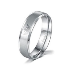 Vishinemall-Raja Ratu Lover's Crown Desain Stainless Steel Cincin Romantis Bling Beauty Gift (Silver) -Intl