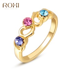 Wanita Mewah Barat Gold Jual Tren Warna Tiga Berlian Cincin Retro Perhiasan Sederhana Zirkon Lingkaran Asli Ornamen Modis Klasik Pernikahan pertunangan Anting Kado Kualitas Terbaik Perhiasan-Internasional