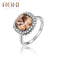 Wanita Mewah Barat Perak Jual Tren Platinum Oranye Berlian Bulat Cincin Retro Perhiasan Sederhana Zirkon Cincin Putih Asli Hiasan Kristal modis Klasik Pernikahan Cincin Pertunangan Kado Kualitas Terbaik Perhiasan-Internasional