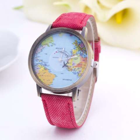 World Wide Jam Tangan Wanita dan Pria Merah Muda Strap Kulit WW1717Pink