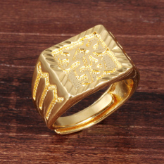 ZUNCLE Pria 18 Karat Berlapis Emas Cincin Karakter Cina (Keemasan)