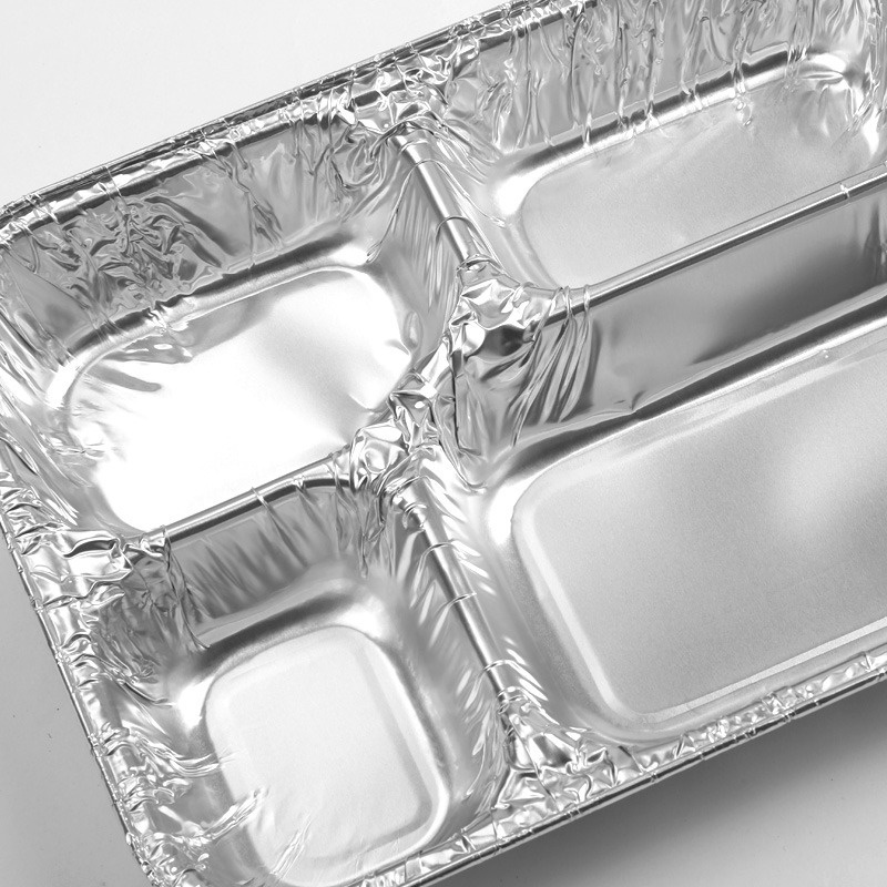 1 Pack Isi 10 Pcs Aluminium Foil Bento Tray Sekat 4 Tutup Kotak