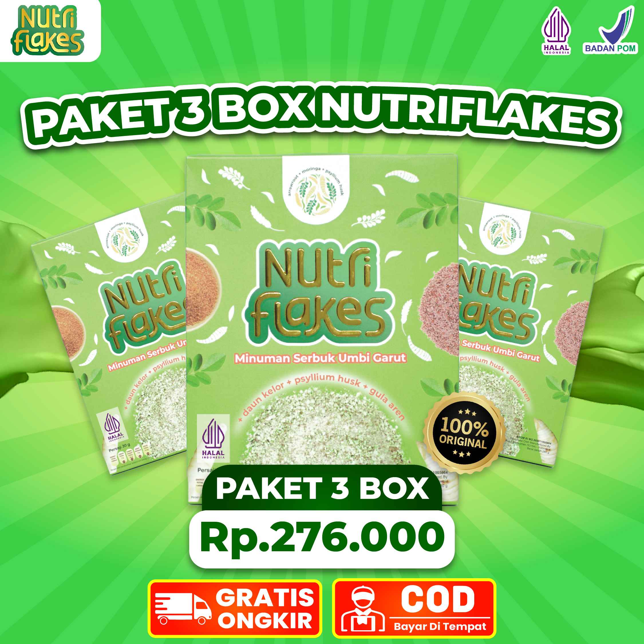 Nutriflakes Sereal Umbi Garut Paket Box Atasi Asam Lambung Maag Mag