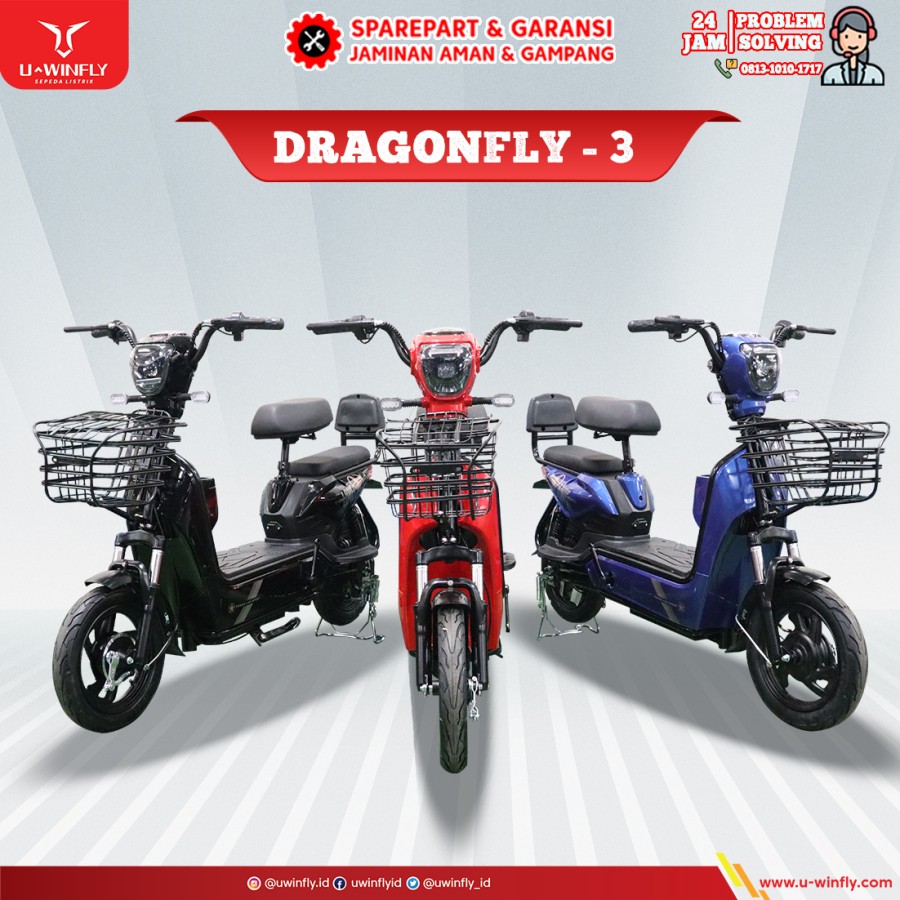 SEPEDA LISTRIK UWINFLY DRAGON FLY 3 DF3 DRAGONFLY 3 GARANSI RESMI