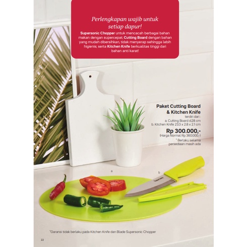 Tupperware Paket Cutting Board Kitchen Knife Lazada Indonesia