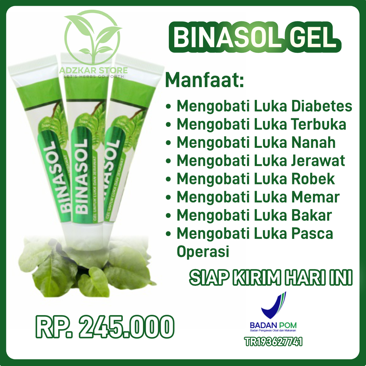 Salep Binasol Gel Obat Oles Luka Bakar Diabetes Jerawat Agar Cepat