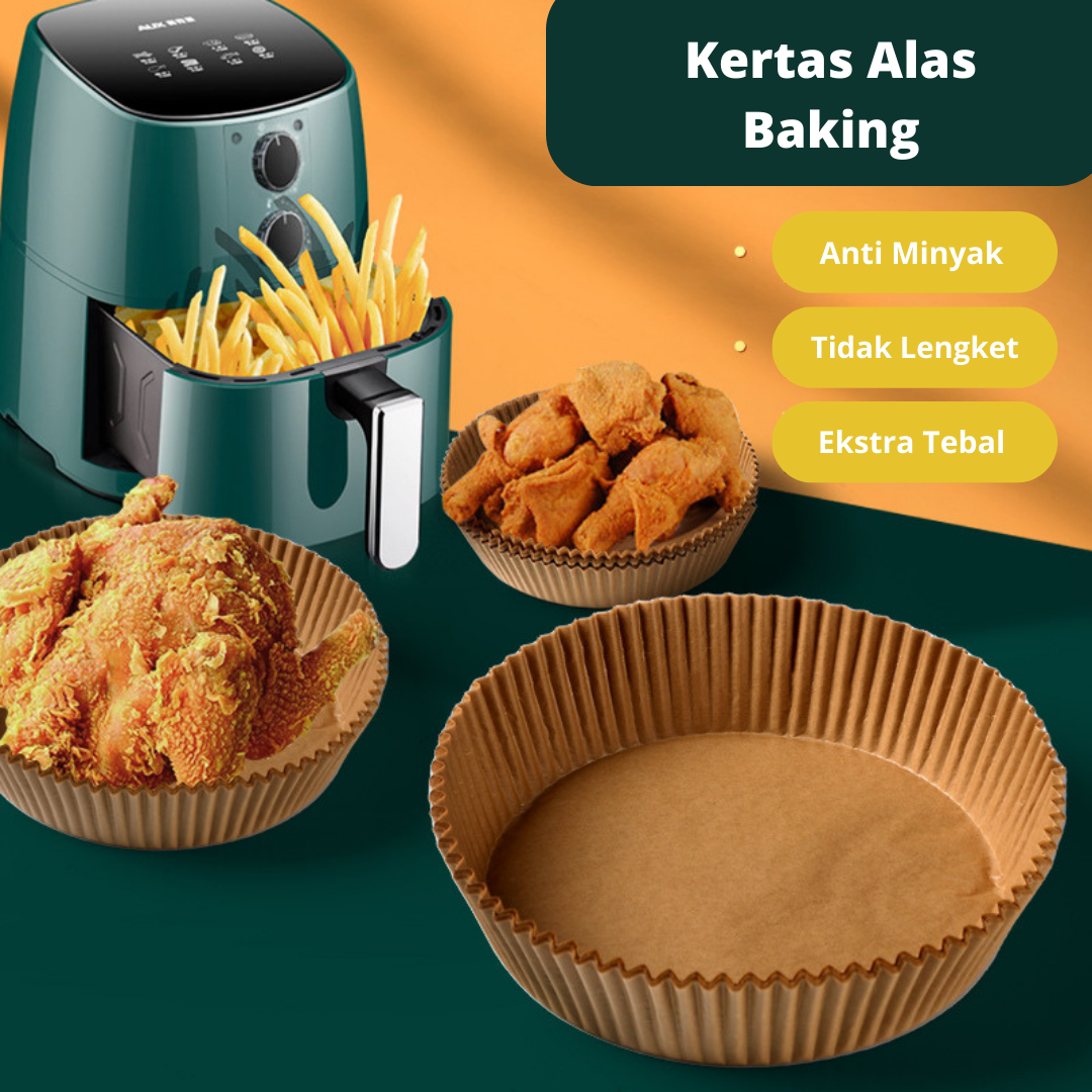 50PCS Kertas Alas Baking Air Fryer Kertas Penyerap Minyak Anti Lengket