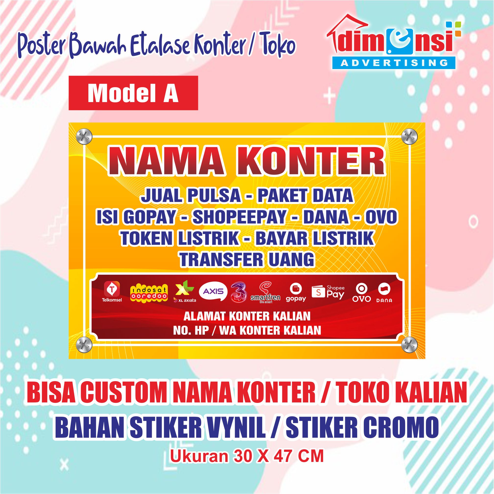 Stiker Bawah Etalase Konter Poster Bawah Etalase Konter Murah