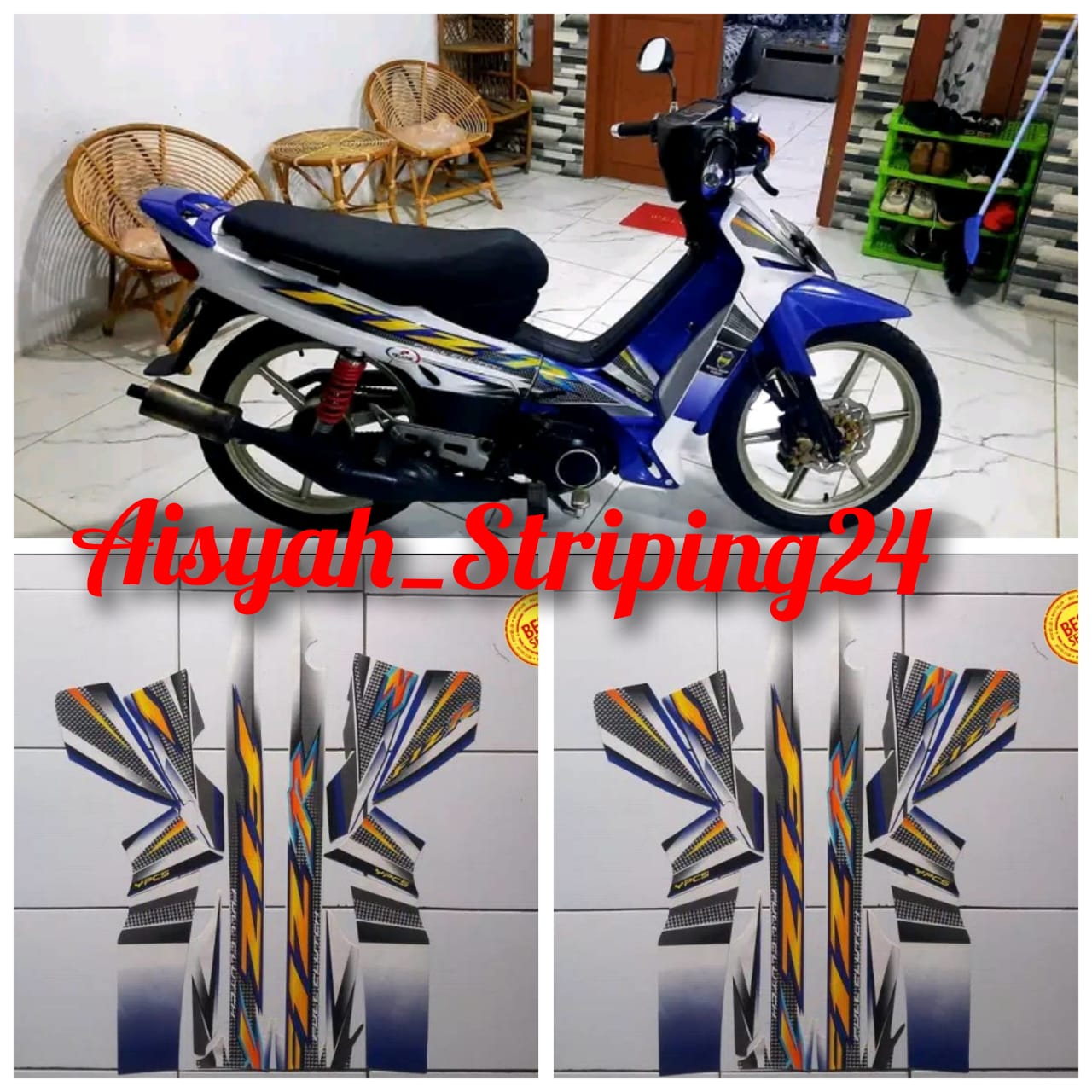 Stiker Striping Sticker Motor Yamaha F1zr 2004 Putih Biru Lazada