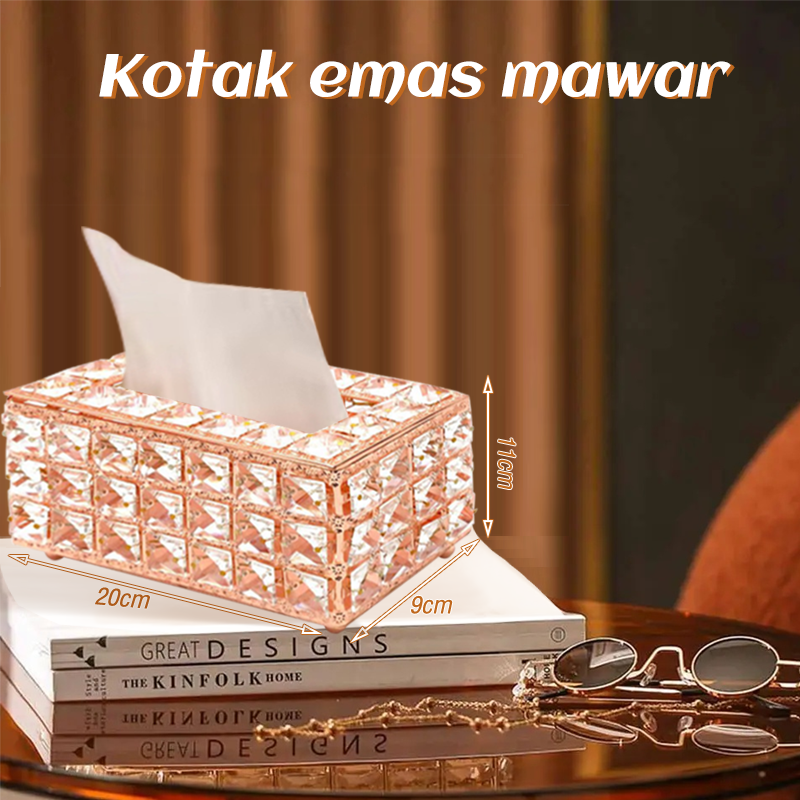 Kotak Tisu Mewah Kotak Tissue Estetik Tempat Tissue Gold Kotak Tisu